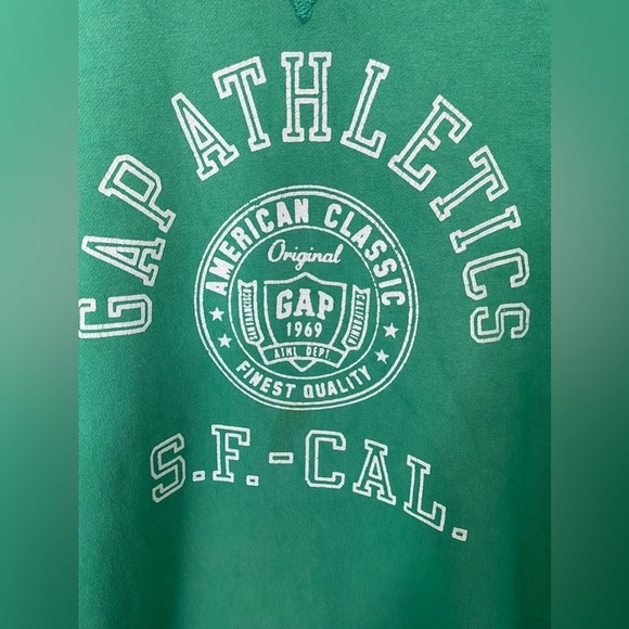 GAP Green Sweatshirt Full Length Crewneck with Logo Text in Large - Picture 5 of 5